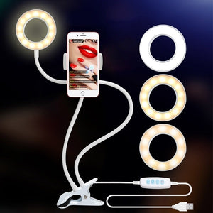 Photo Studio Selfie LED Ring Light with Cell Phone Holder for Youtube Tiktok Live Stream iPhone Android Makeup Camera Lamp